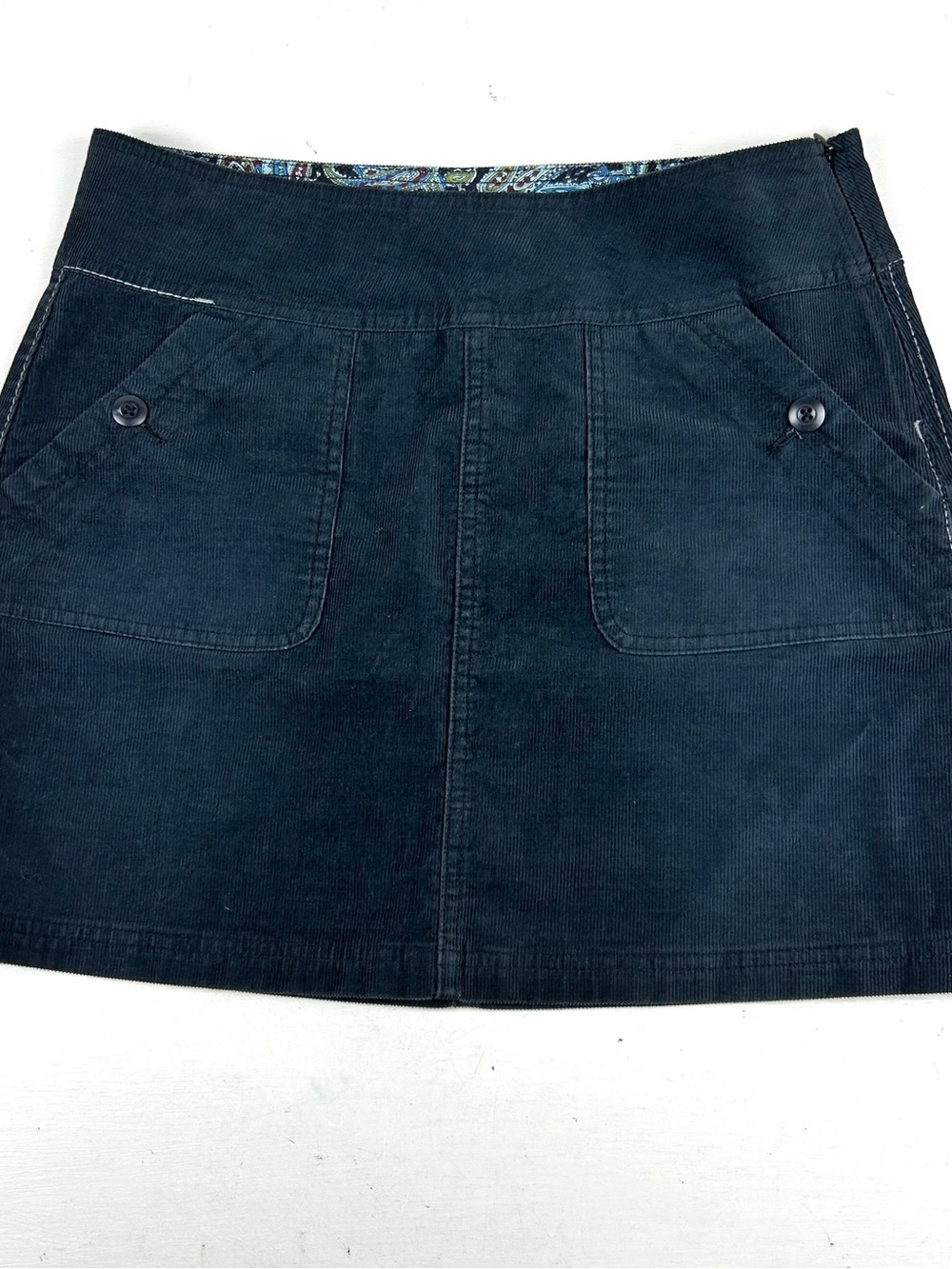 Prana Corduroy Mini Skirt Gray Size 6 Organic Cotton